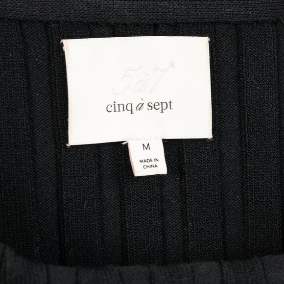 Cinq a Sept Pices Black Wide-Ribbed Knit Long Sleeve Pullover - Picture 6 of 8